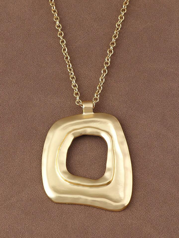 1 Piece Silver/Matte Gold Large Boho Open Charm Pendant Chain Statement Necklace | SHEIN