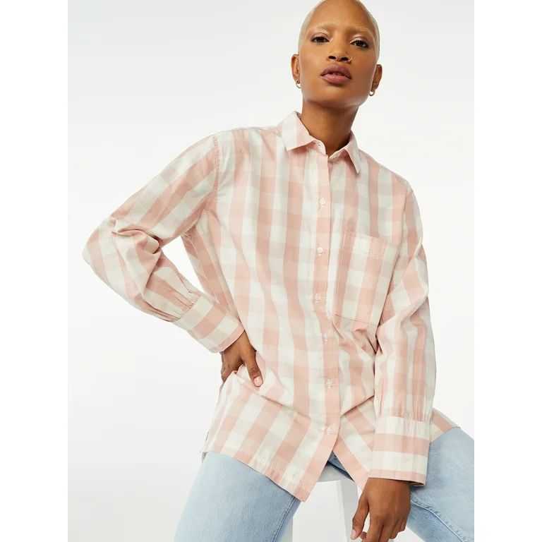 Free Assembly Women's Button Down Boxy Tunic Shirt - Walmart.com | Walmart (US)