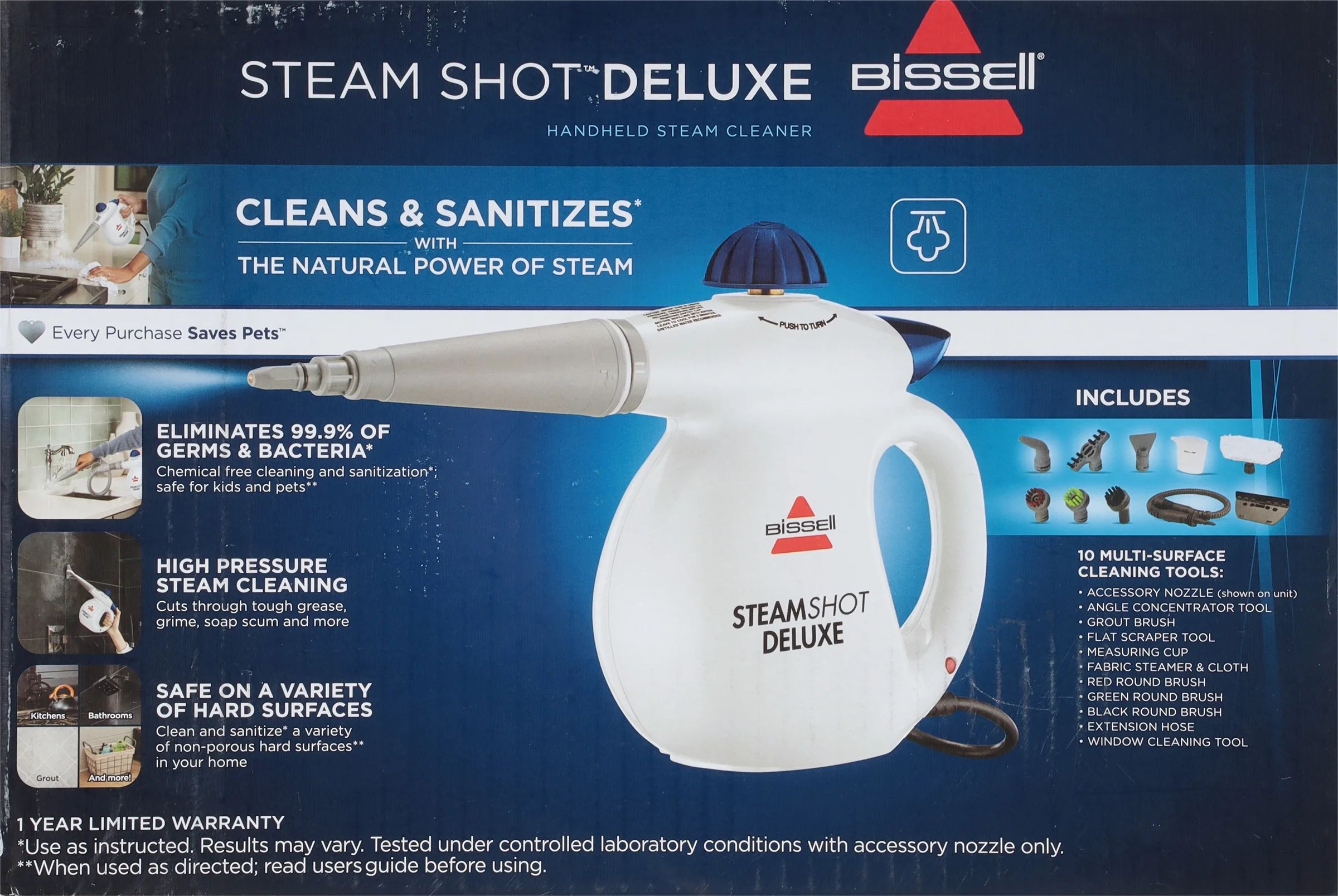 Bissell  Steam Shot Deluxe Hand Held Hard Surface Steamer, White | Walmart (US)