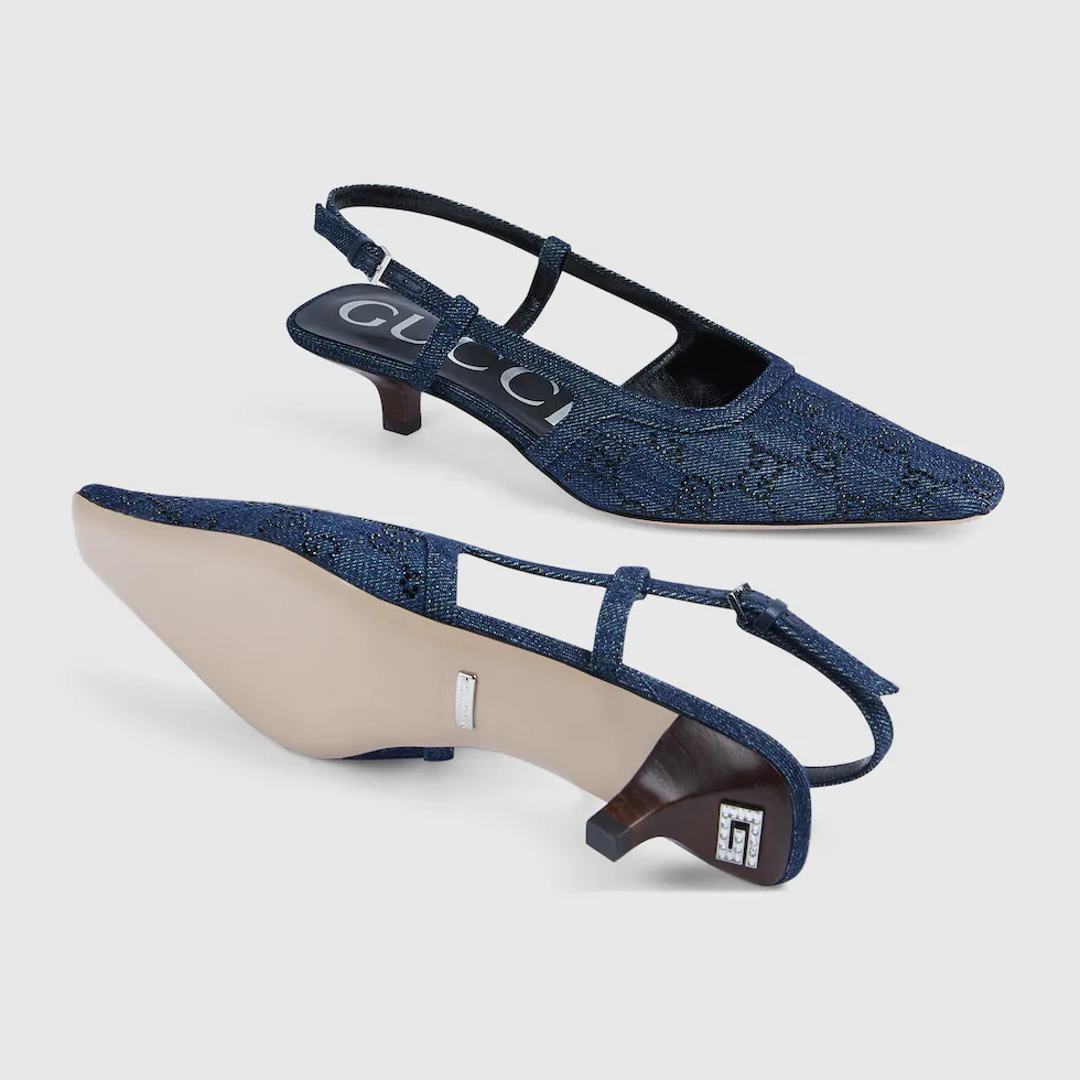 Damenpumps mit Fersenriemchen und GG Motiv | Gucci EU