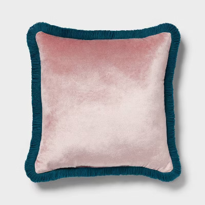 Velvet Contrast Fringe Dec Pillow Square - Threshold™ | Target