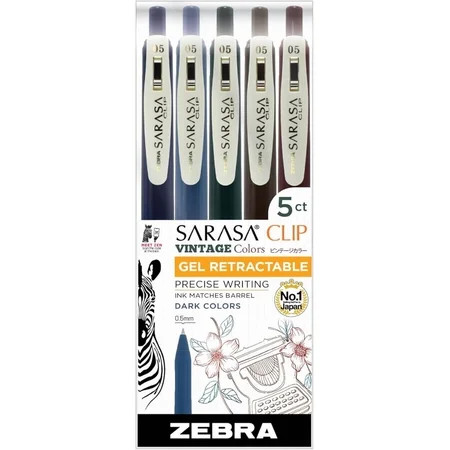 Sarasa Clip Vintage Gel Retractable 0.5mm Pens Assorted Dark Colors 5-Pack | Walmart (US)