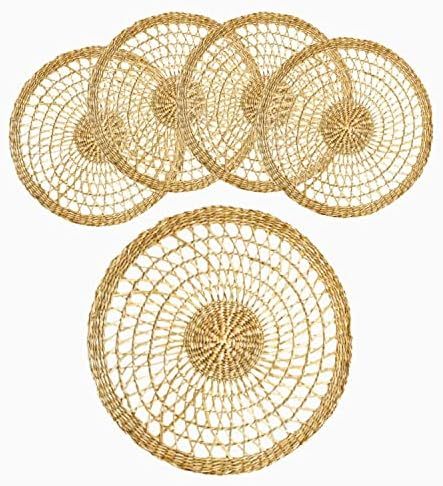 Generic Discerning Trends. Seagrass Round Placemats Suits Art Décor Rustic or Modern Home, Set of 4  | Amazon (US)