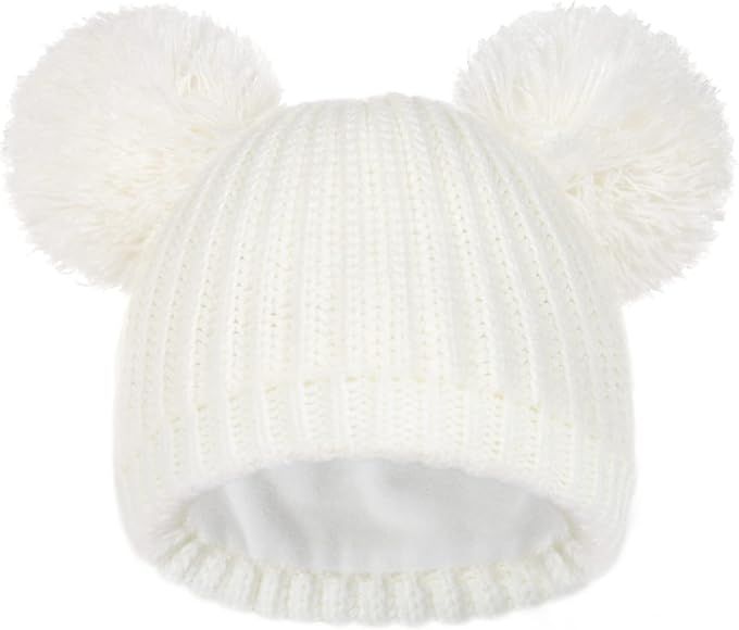 FURTALK Toddler Winter Hat Pom Beanie Fleece Lined Knit Hats for Baby Kids Boys Girls 1-3 Years | Amazon (US)