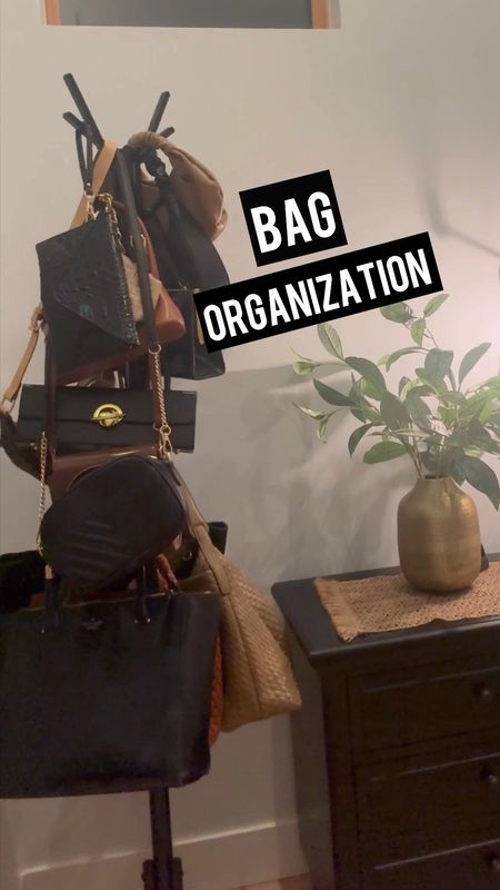 Lacking storage? Use a cost tree to take advantage of vertical space for bags and purses. 👜  #organization

#LTKitbag #LTKhome #LTKVideo