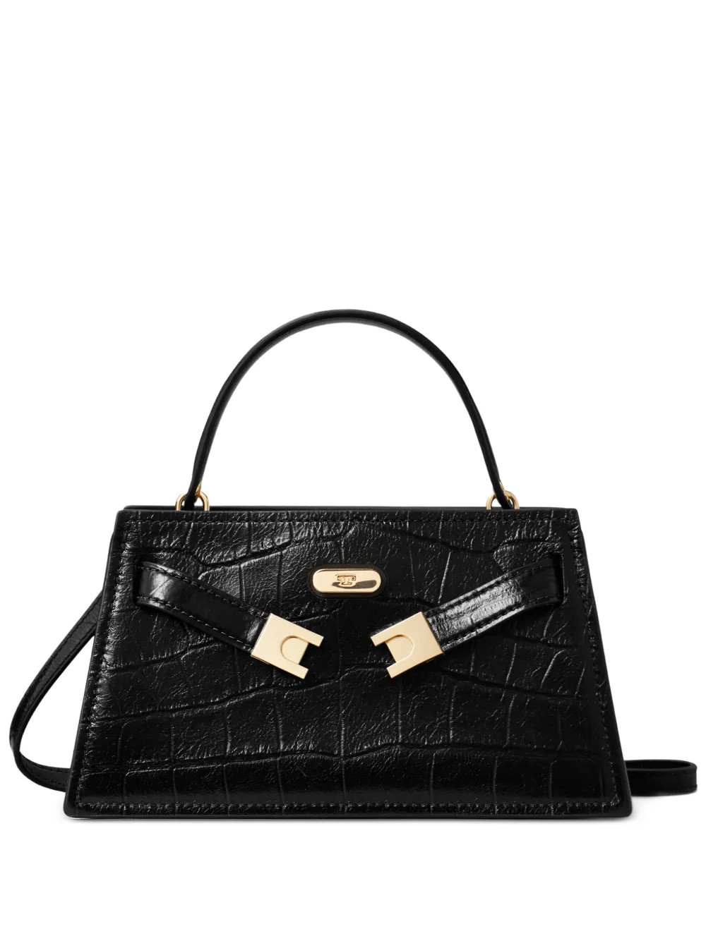 Tory Burch Lee Radziwill crocodile-embossed top handle mini bag - Black | Farfetch Global