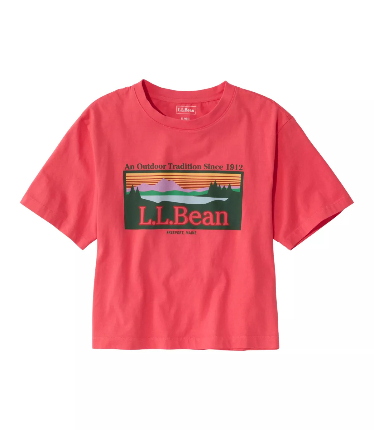 Women's Sunwashed Tee, Short-Sleeve Cropped Boxy Crewneck Logo | L.L. Bean