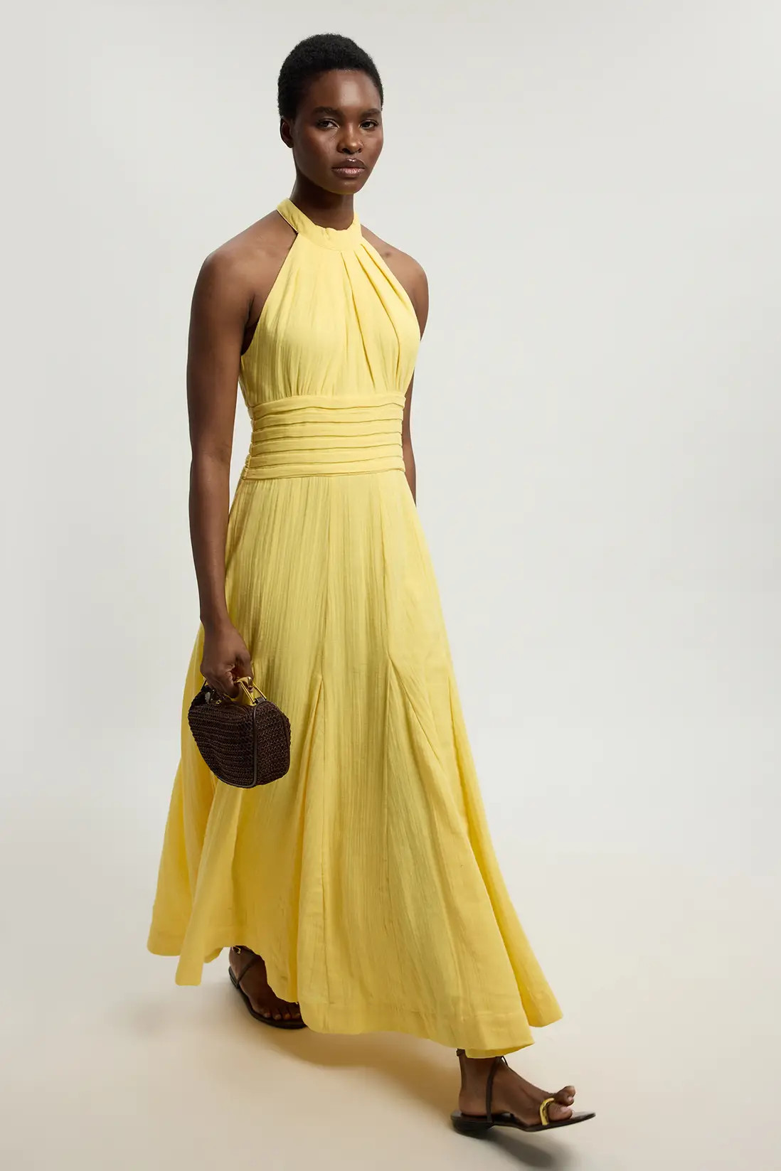 Double Cloth Halterneck Midi Dress | Karen Millen
