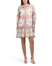 Long Sleeve Belted Floral Print Mini Dress | TJ Maxx