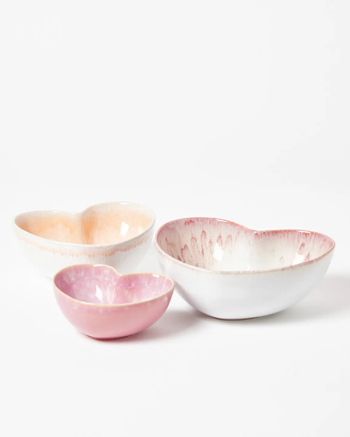 Amara Pink Heart Bowls Set of Three | Oliver Bonas (Global)