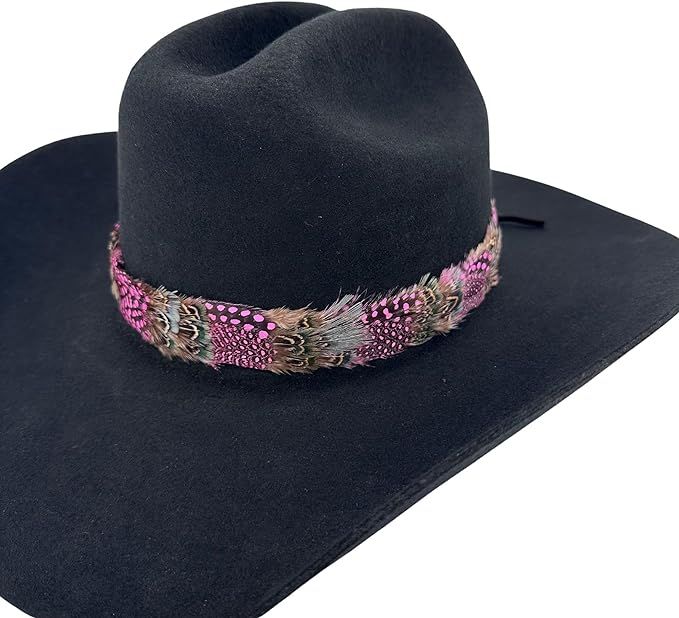 Fancy Pink Western Feather Cowboy Hat Band for Men Women Natural Guinea Feather | Amazon (US)
