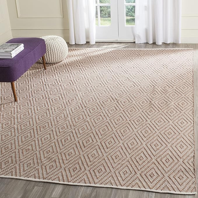 Safavieh Montauk Collection MTK811E Handmade Trellis Cotton Area Rug, 8' x 10', Beige / Ivory | Amazon (US)