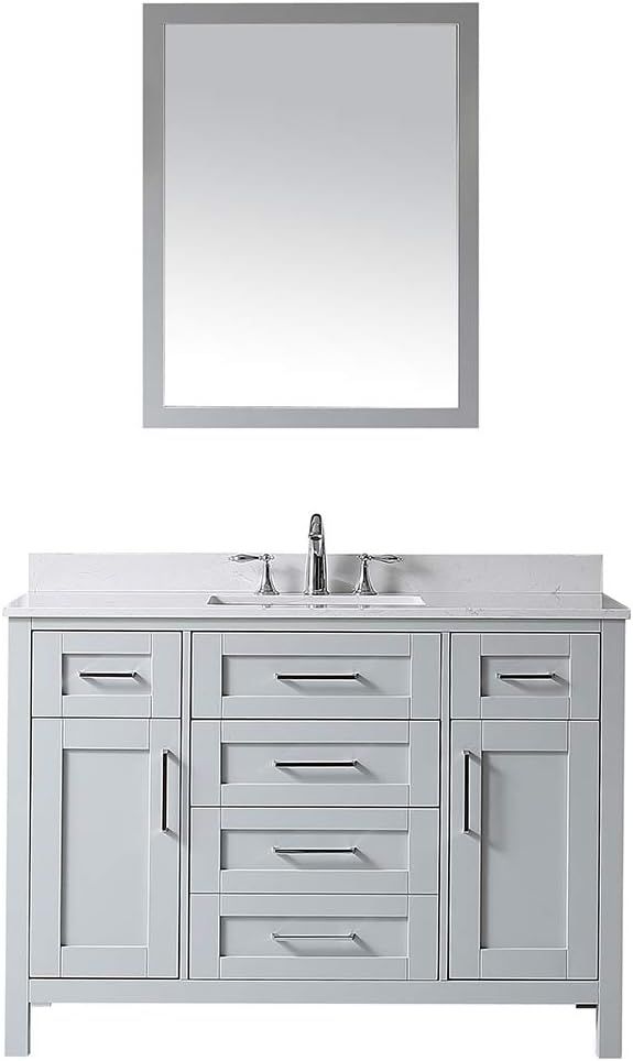 Ove Decors Dove Grey Maya 48 Single Sink Vanity with Cultured Marble Top, Backsplash and Mirror, ... | Amazon (US)
