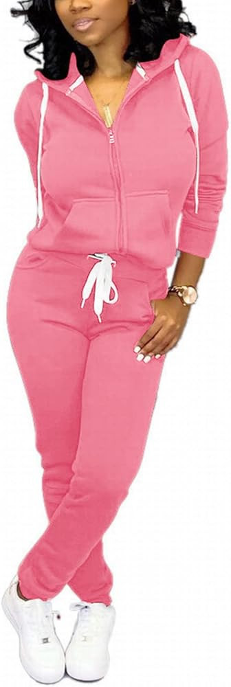 CLOCOR Track Suits for Women Set - Casual 2 Piece Outfits Sweatsuit Pocket Hoodies Long Sleeve wi... | Amazon (US)