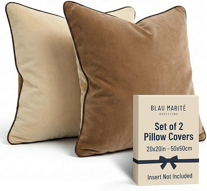 Decorative Polyester Throw Pillow Covers with Trim. Soft Velvet Decorative Pillow Cases. Velvet C... | Amazon (US)