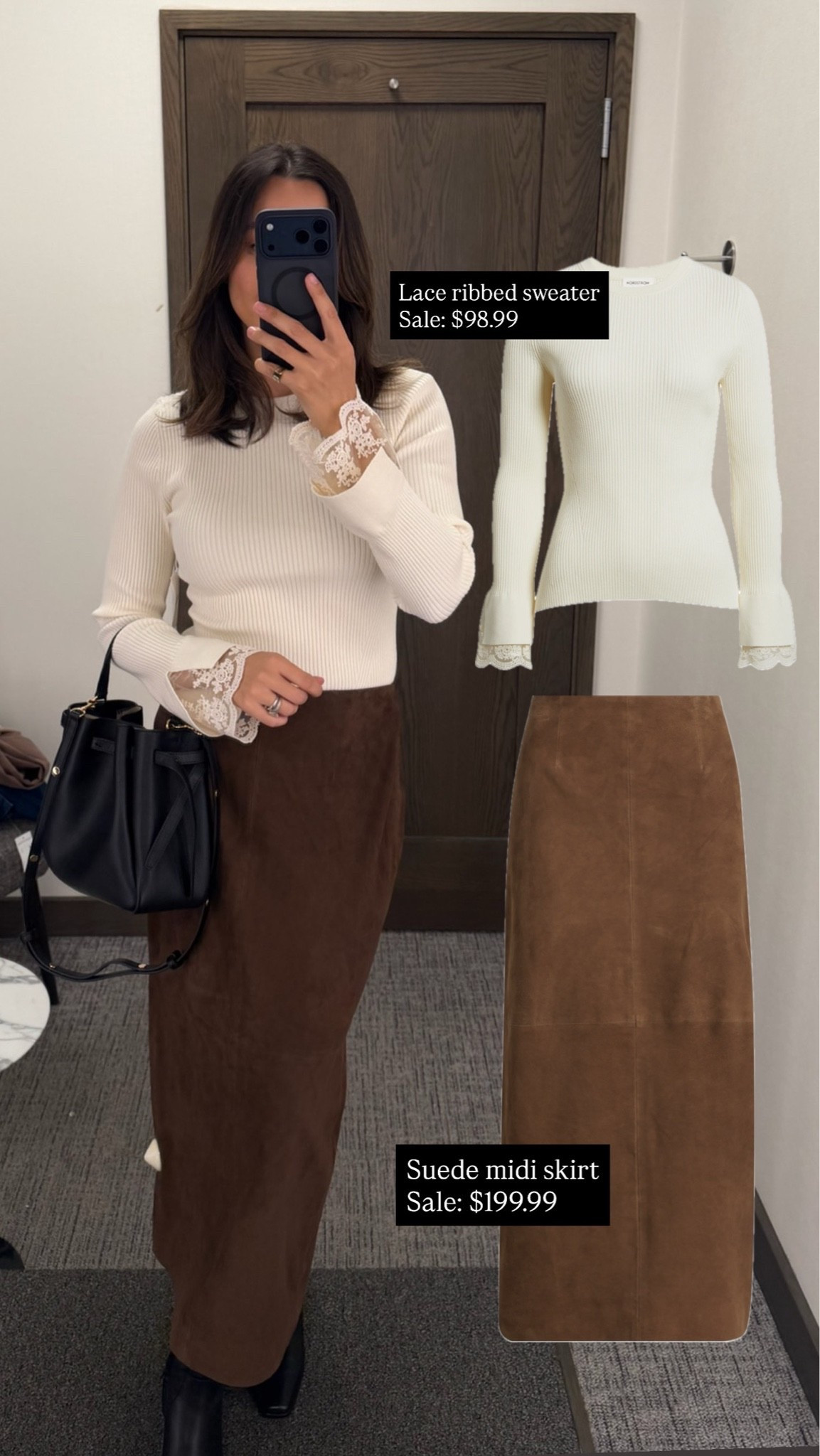 Nsale office outfit 

Lace cuffed ribbed sweater — on sale under $100
Suede midi skirt — running out fast! 

Workwear / work outfit / office outfit / Nordstrom anniversary sale

#LTKootd #LTKSaleAlert #LTKWorkwear