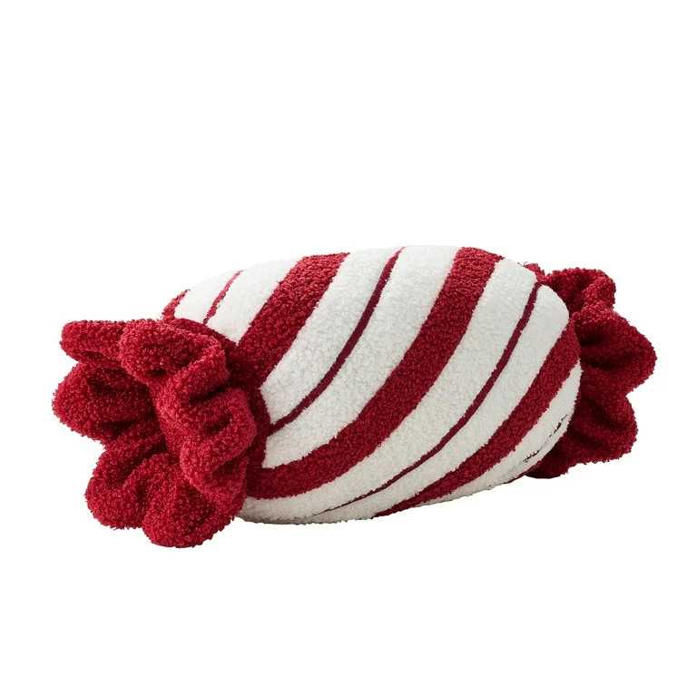 My Texas House 18" x 6" White/Red Candy Cane Bolster Decorative Pillow | Walmart (US)