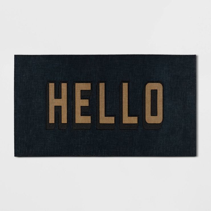 1'7.5"x3'11" 'Hello' Doormat Black/Tan - Threshold™ | Target