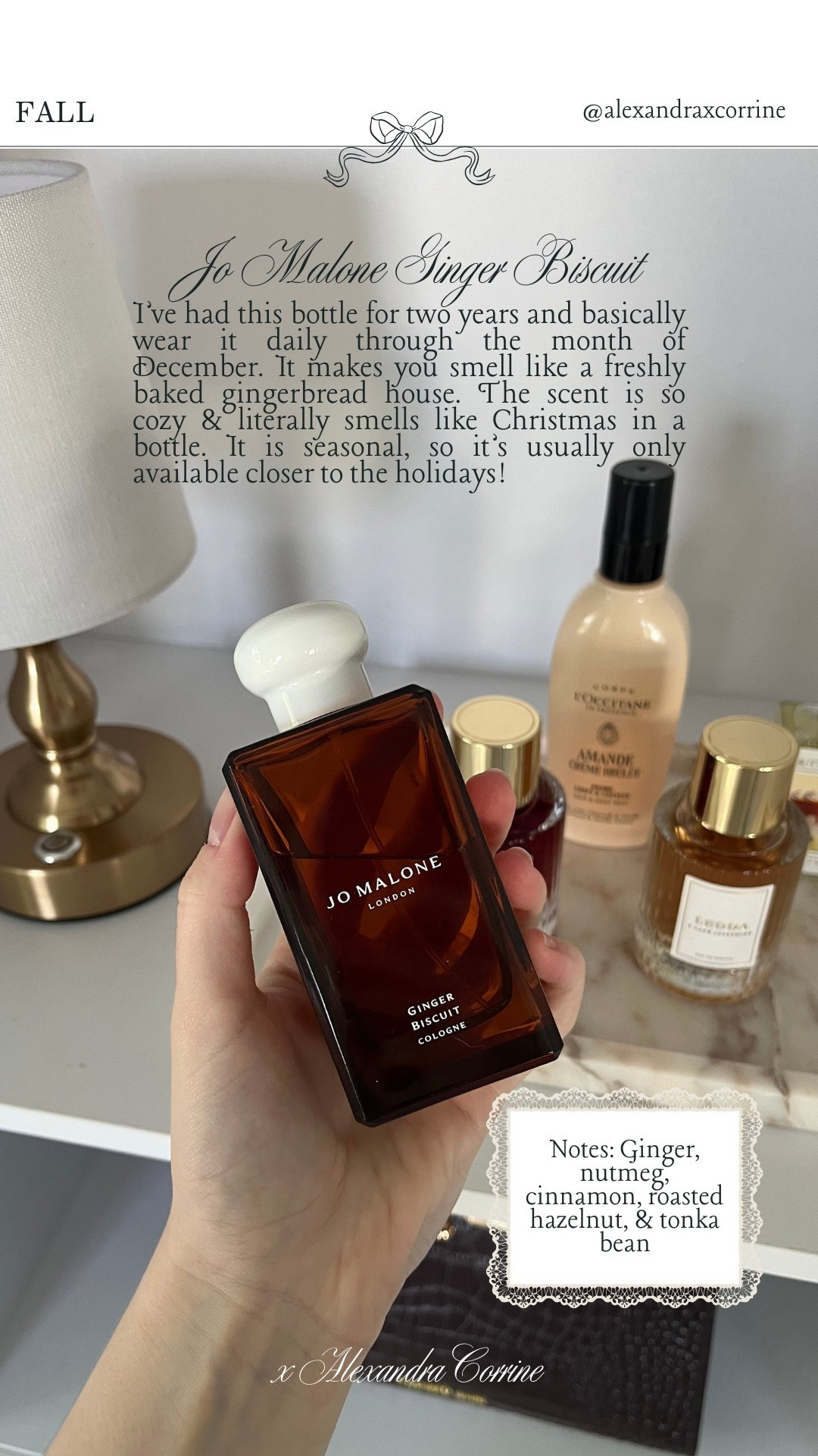My fall & winter perfume collection 🤎 All of the cozy gourmand scents in my perfume collection for the fall & winter seasons 🥐🍂

Perfume, fragrance, fall aesthetic, cozy aesthetic, capsule perfume collection, body mist, LEDDA, Jo Malone, the 7 virtues, loccitane, gourmand, bakery

#LTKSeasonal #LTKBeauty