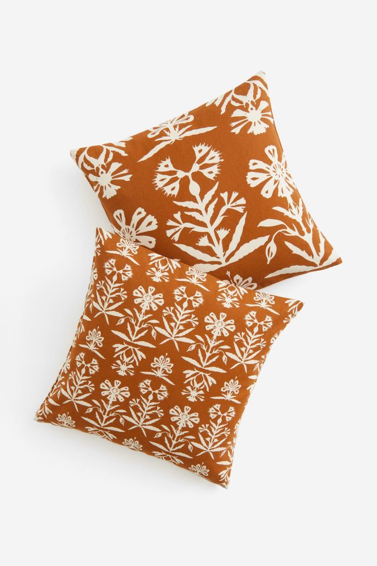2-pack Patterned Cushion Covers - Brown/floral - Home All | H&M US | H&M (US + CA)