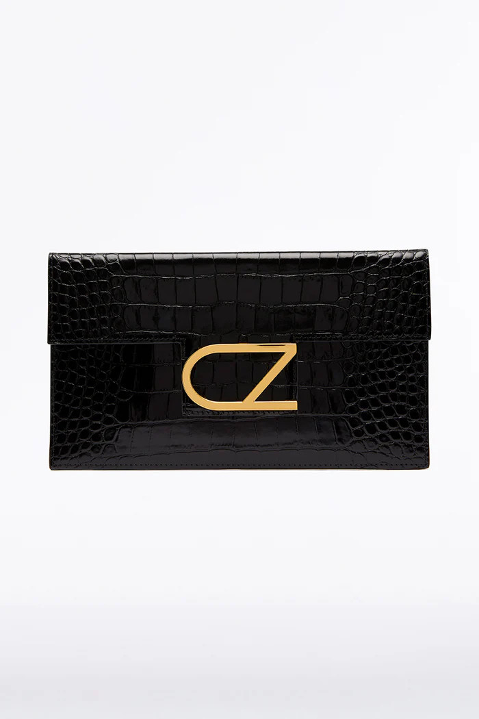 BLACK CZ LETTERA ENVELOPE CLUTCH | Carla Zampatti
