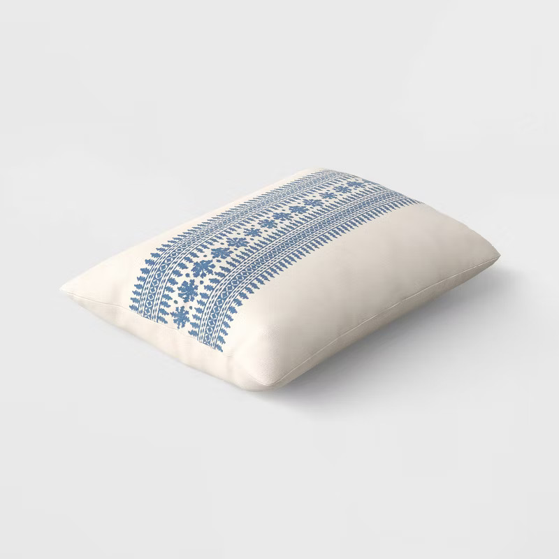 Floral Embroidered Lumbar Throw Pillow Blue - Threshold™ | Target