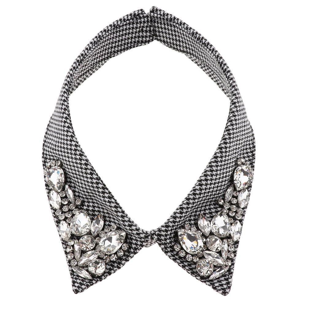 Womens Crystal Elegant Faux Rhinestone Fake False Collar Party Wear Necklace - Houndstooth, as de... | Walmart (US)