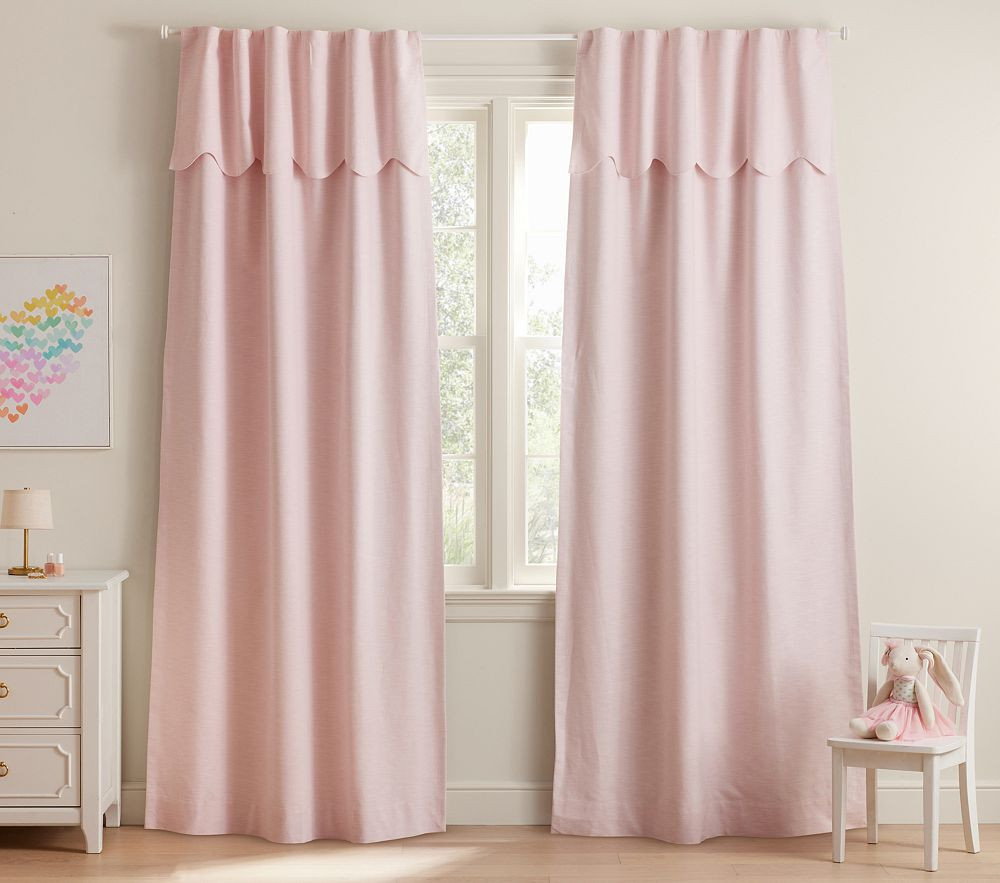 Custom Evelyn Scallop Valance Blackout Curtain, 44x108, Light Pink, Set of 2 | Pottery Barn Kids