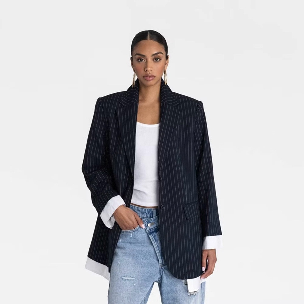 KBB by KAHLANA x TARGET Women's 'The Shirt Blazer' - Navy/White Striped M | Poshmark