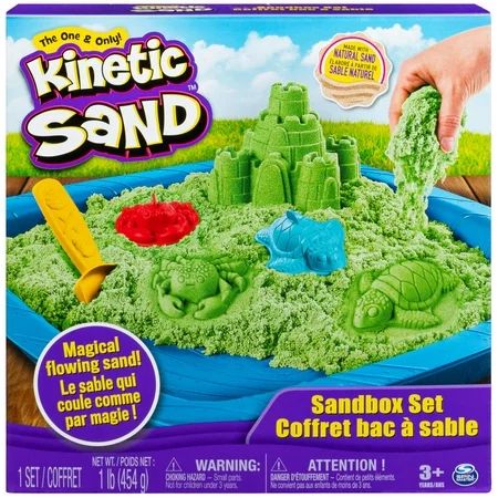 Kinetic Sand Sandbox Playset with 1lb of Green Kinetic Sand and 3 Molds for ages 3 and up | Walmart (US)