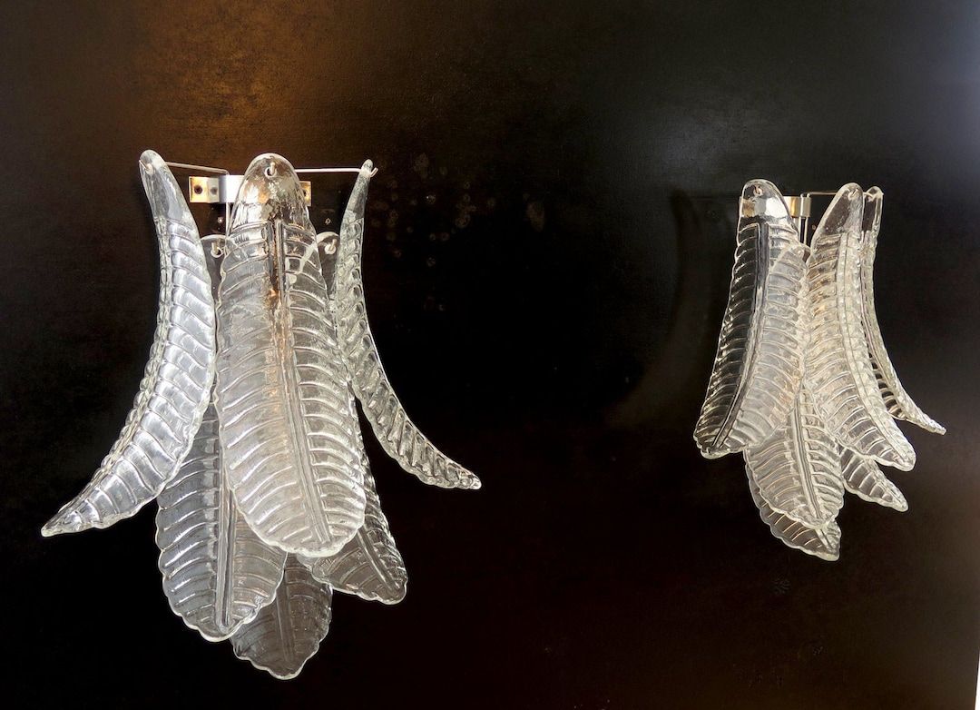 Pair of vintage Murano transparent Felci Glass chandeliers | Etsy (US)