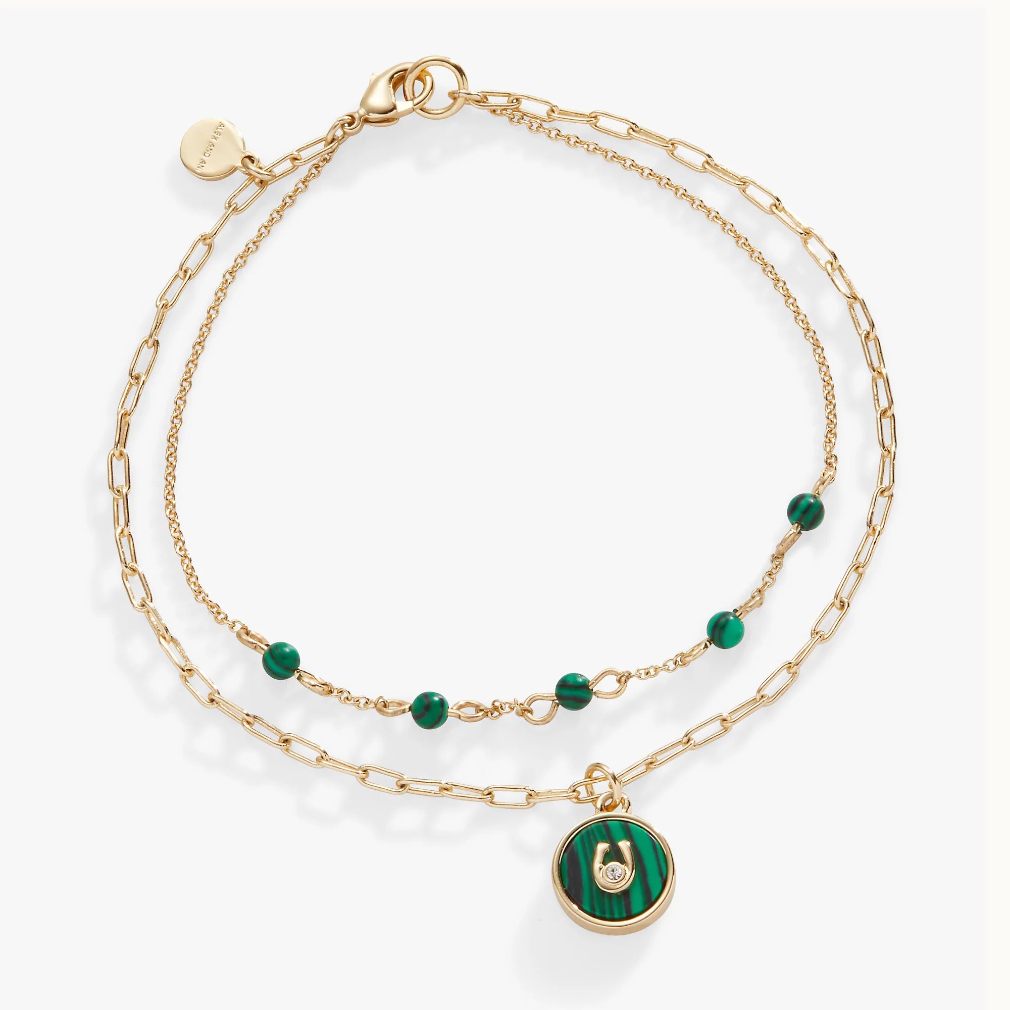 Horseshoe Double Row Bracelet, Reconstituted Malachite | ALEX AND ANI | Alex and Ani