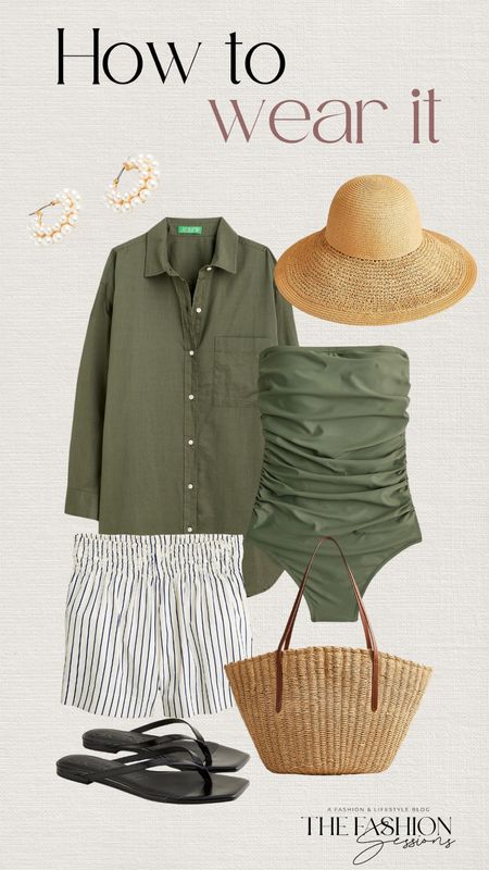 How to wear it!! I love this outfit.

Swimsuit coverup | swimsuit | beach day | summer outfit | beach vacation | pool | resort outfit | summer vacation | One piece swimsuit | straw hat | J. crew | shorts | straw bag | accessories | Tracy | The Fashion Sessions 

#LTKstyletip #LTKtravel #LTKswim