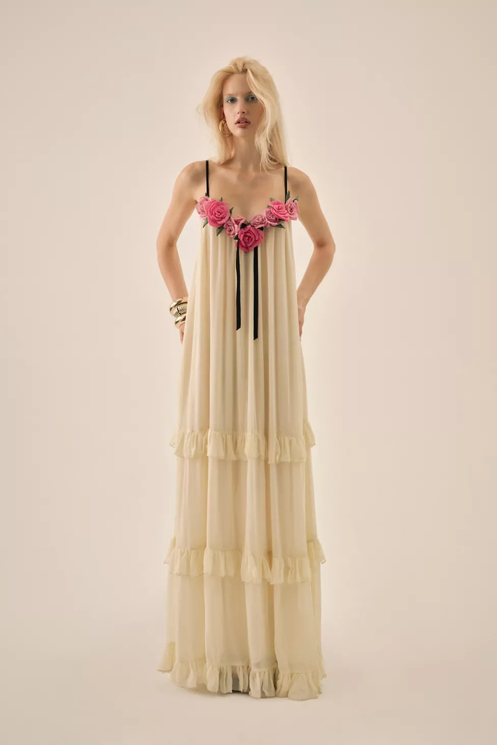 For Love & Lemons Rosalie Embellished Tiered Maxi Dress | Urban Outfitters (US and RoW)