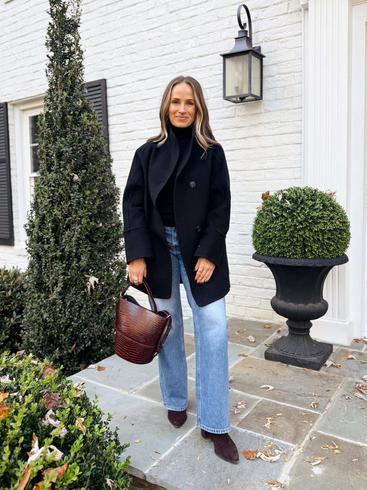 These booties go with everything - they runn TTS. Coat is Sézane and runs TTS. These are the most comfortable jeans I own (also TTS). 

 #LTKootd #LTKSeasonal