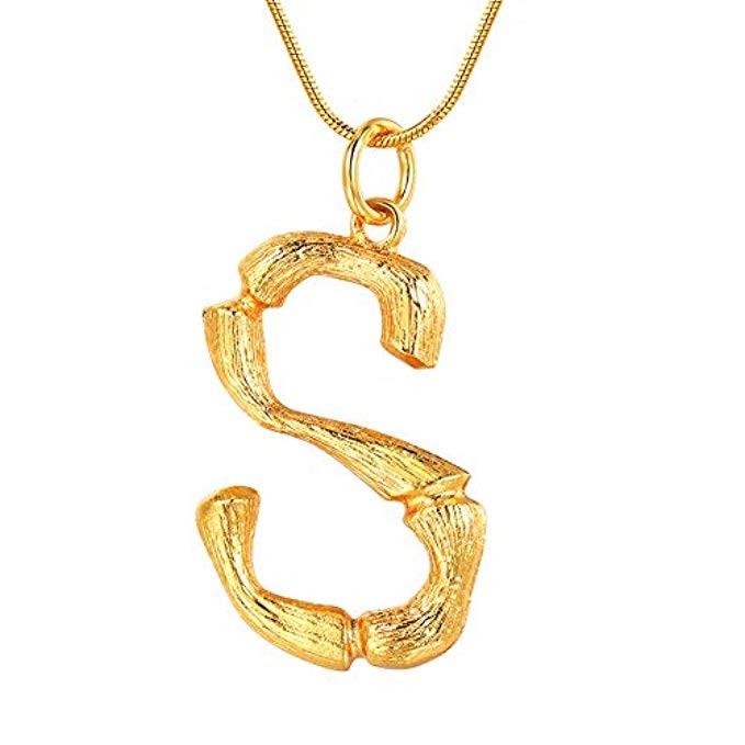FOCALOOK DIY 26 Letter Charm Bamboo Pendants Women Gold/Platinum Plated Snake Bone Chain Initial Nec | Amazon (US)