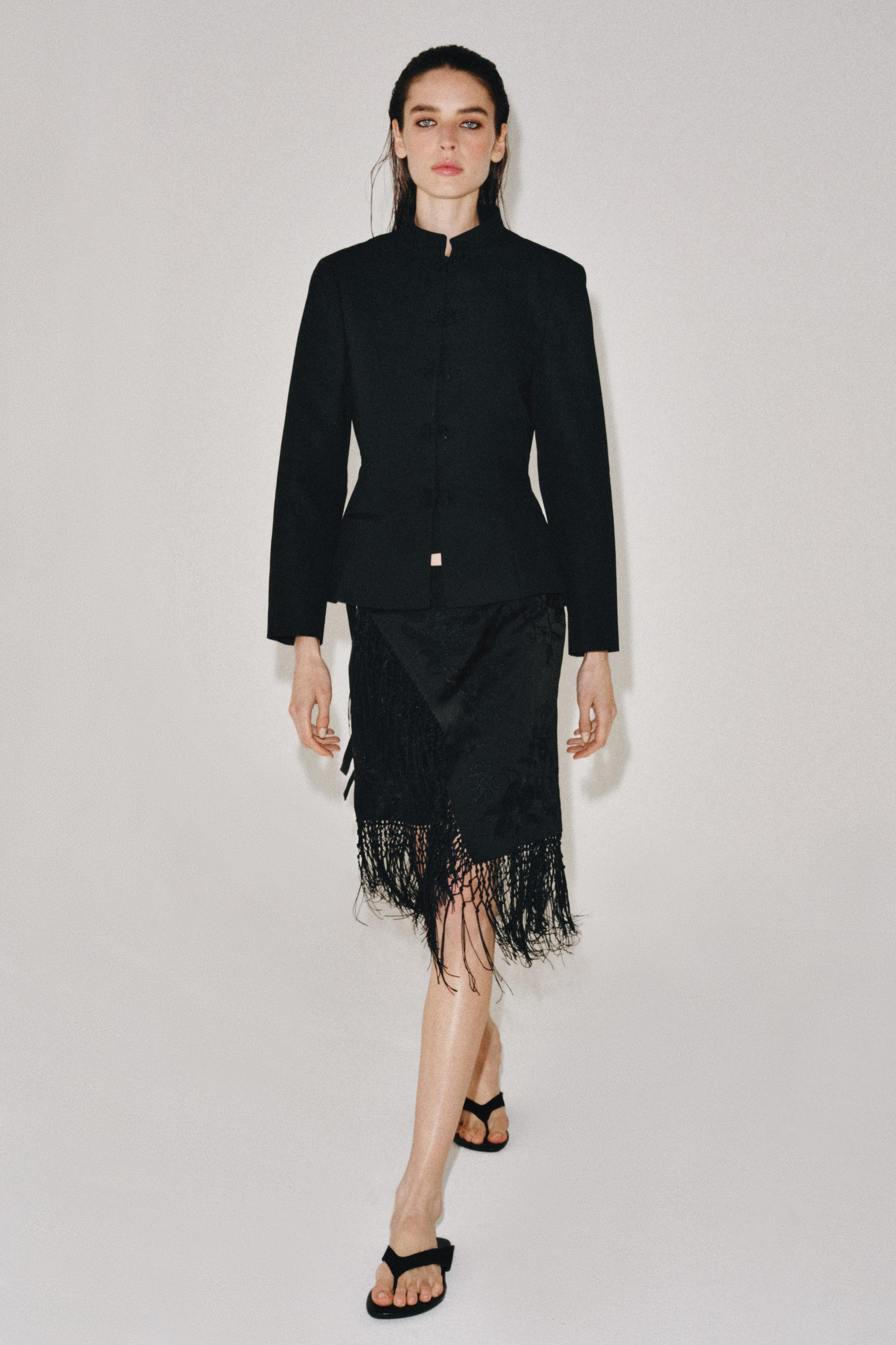 ZW COLLECTION EMBROIDERED FRINGE SKIRT | Zara US