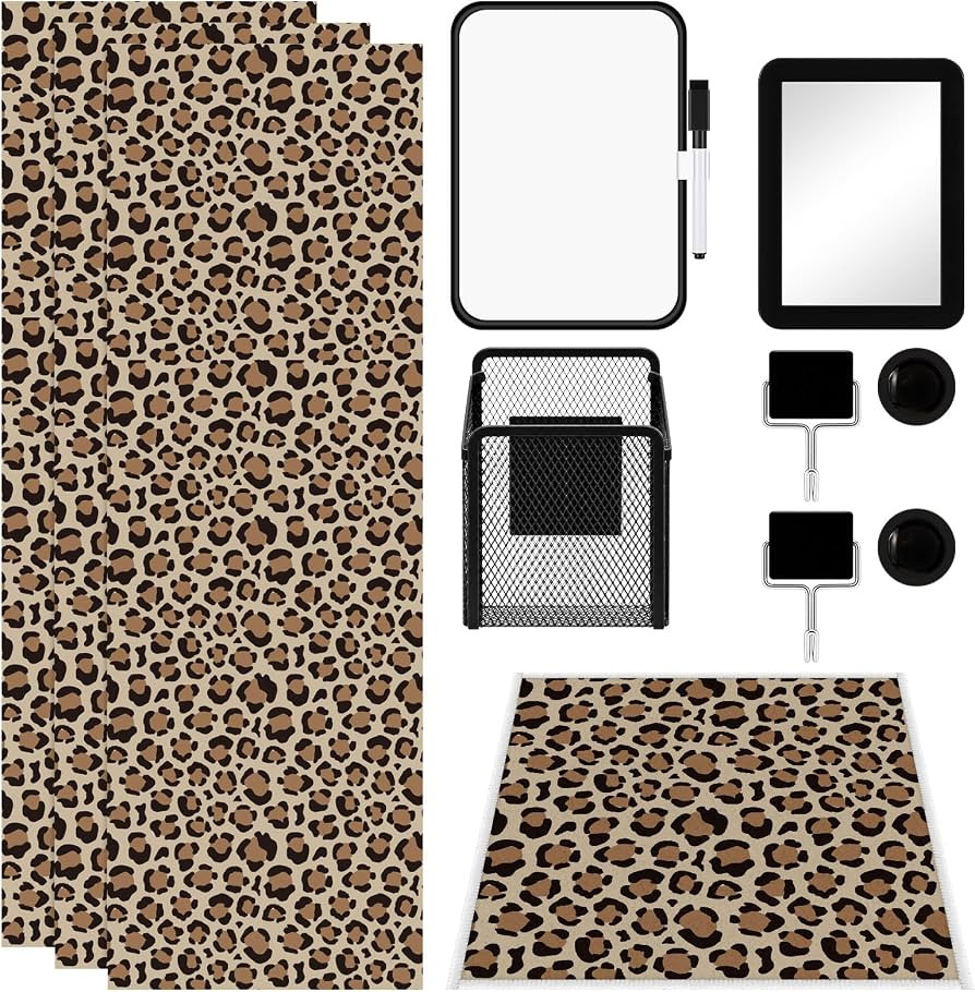 18 Pcs Black Leopard Print Magnetic Locker Accessories for Girls Magnetic Wallpaper, Whiteboard, ... | Amazon (US)