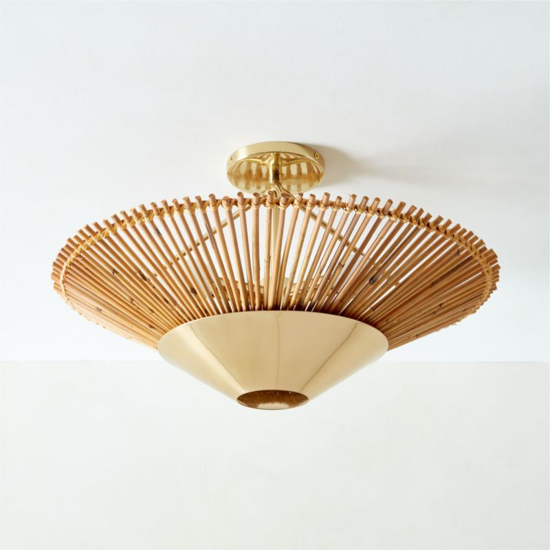 Copa Modern Tiered Natural Rattan Flush Mount Light | CB2 | CB2