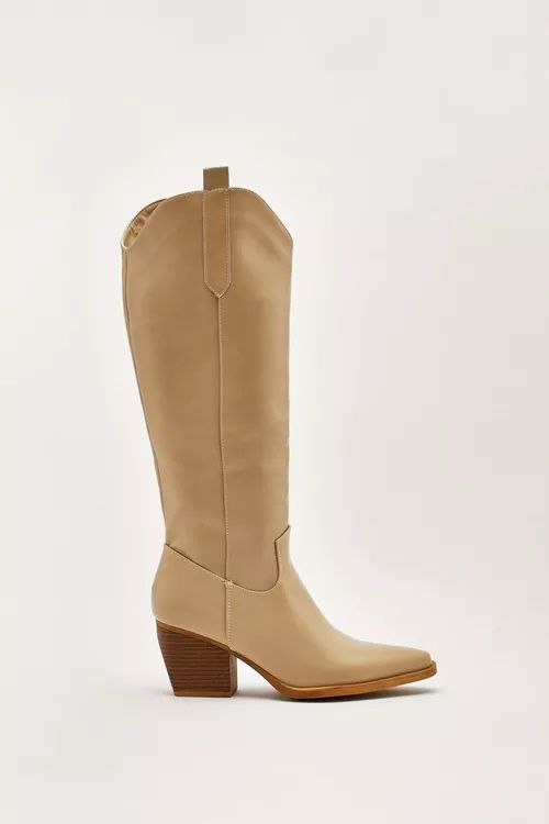 Faux Leather Knee High Cowboy Boots | NastyGal (UK, IE)
