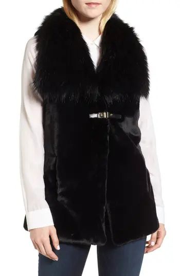 Women's Via Spiga Faux Fur Vest With Buckle | Nordstrom