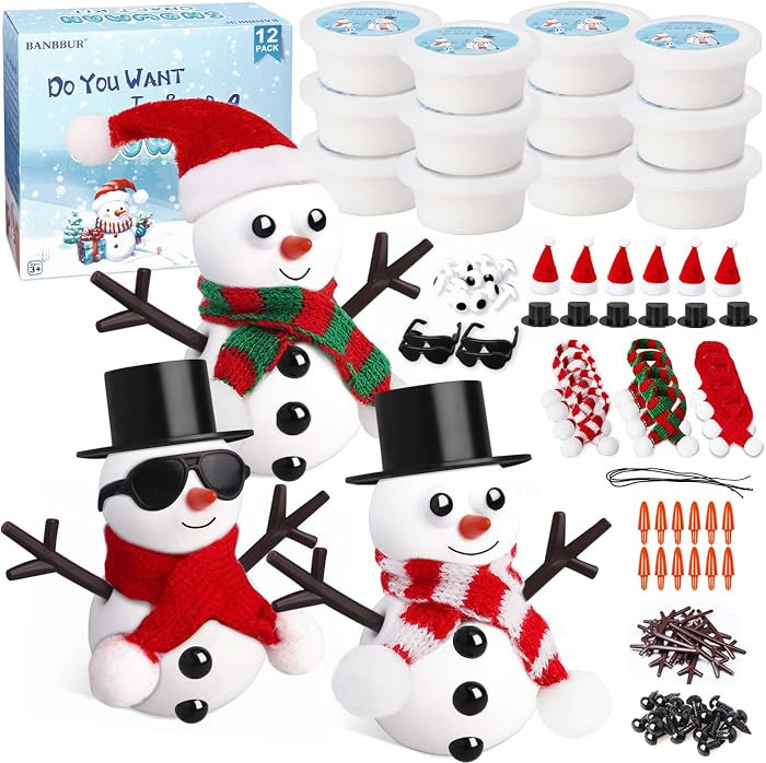 BANBBUR 12 Pack Christmas Stocking Stuffers for Kids, Build a Snowman Kit | Amazon (US)