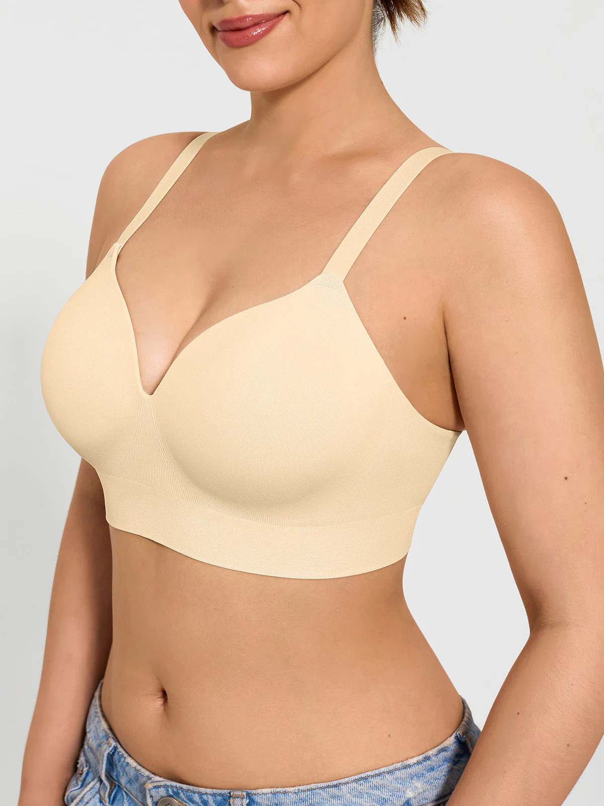 ContourLift™ Seamless Wireless Shaping Push Up Bra - Slim-strap Version / Beige / 3XL | Popilush