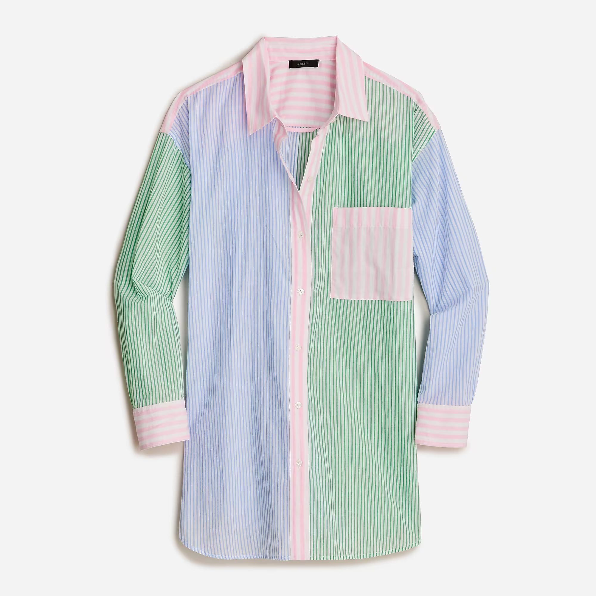 Button-up cotton voile beach shirt in cocktail stripe | J.Crew US