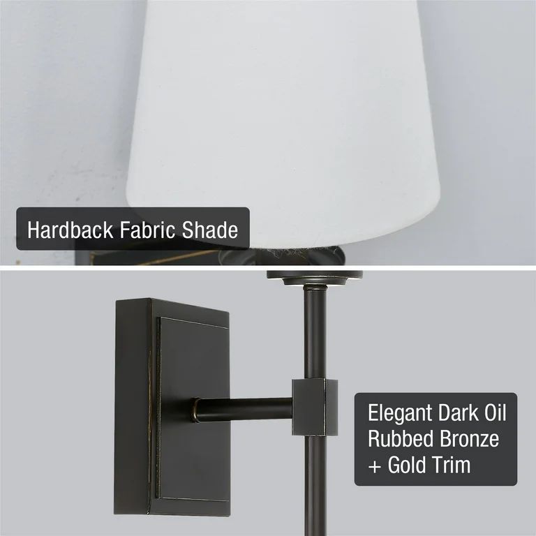 Kira Home Torche 20" Wall Sconce/Wall Light + Linen Shade, Oil-Rubbed Bronze Finish | Walmart (US)