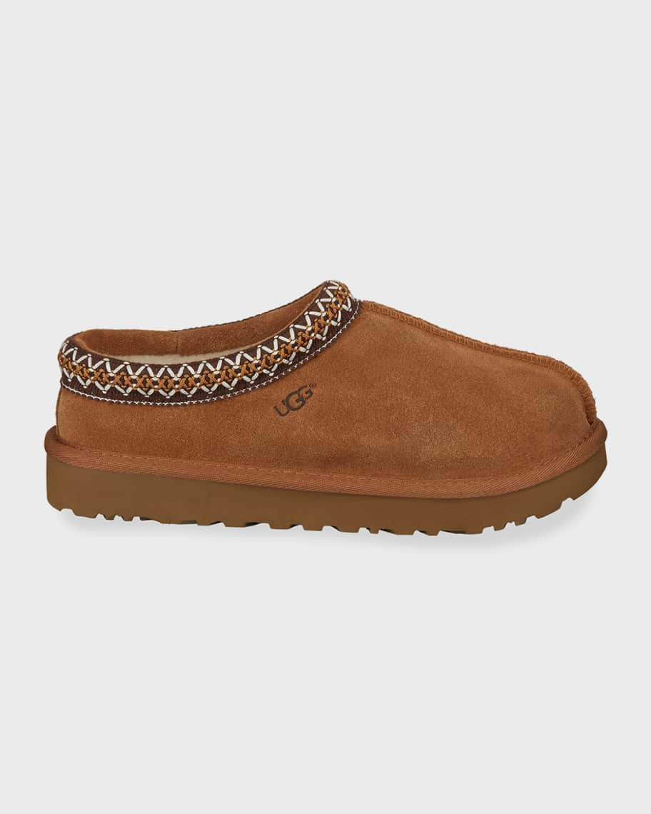 Tasman Suede Fur-Lined Slippers | Neiman Marcus