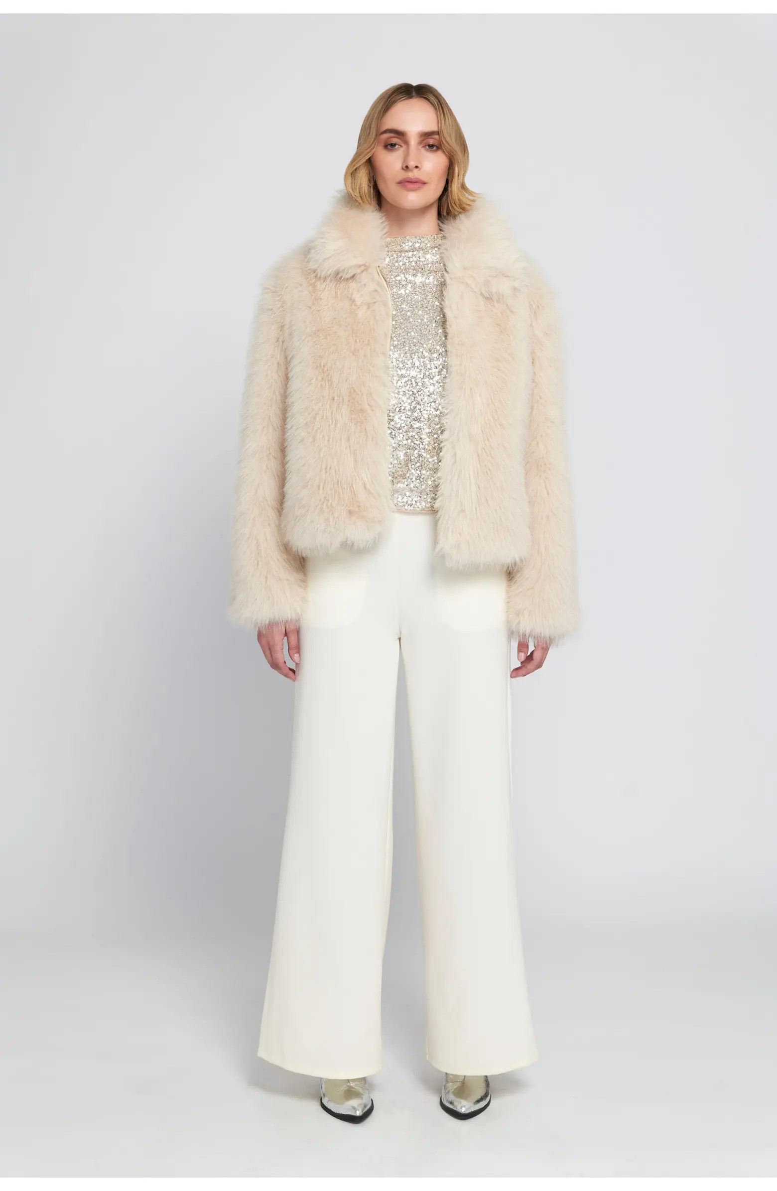 ELLE Collection Fluffy Jacket Teddy Coat | Nordstrom | Nordstrom