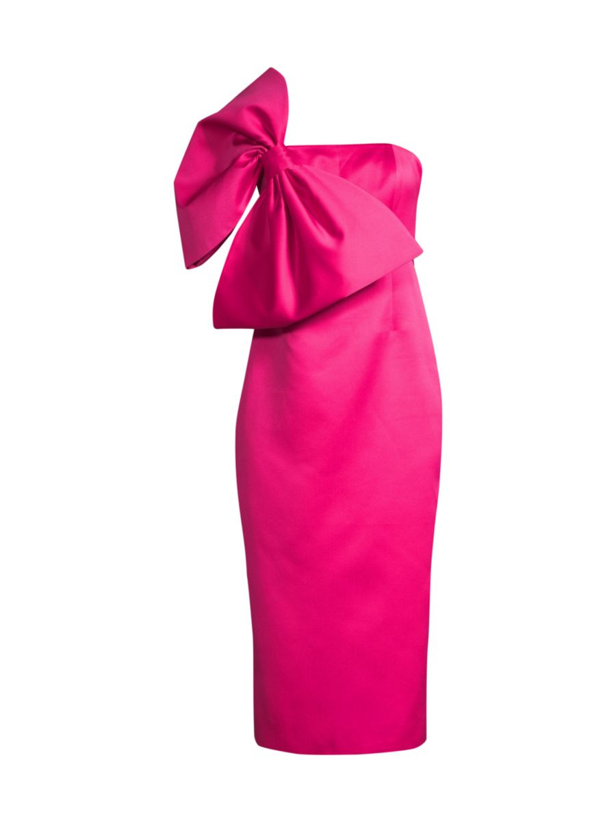 Shop Toccin Strapless Bow Midi-Dress | Saks Fifth Avenue | Saks Fifth Avenue