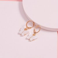 Off White Butterfly Hoop Earring For Womens Girls Huggies, Yellow Earrings, Lover Animal Huggie Earrings | Etsy (US)