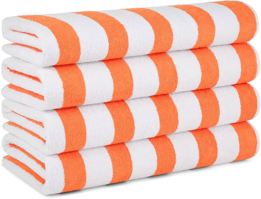 Arkwright Cali Cabana Stripe Beach Towel - Pack of 4 - Soft 100% Cotton Lightweight Quick Dry Ter... | Amazon (US)